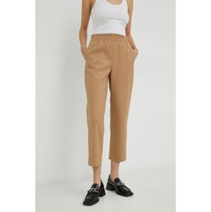 Kalhoty By Malene Birger dámské, béžová barva, jednoduché, high waist