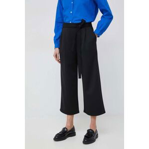 Kalhoty Dkny dámské, černá barva, široké, high waist