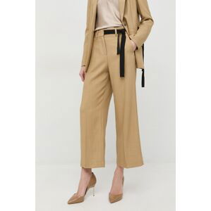 Kalhoty Marella dámské, béžová barva, jednoduché, high waist