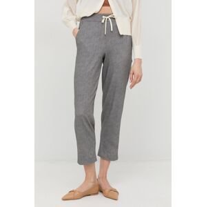 Kalhoty Marella dámské, šedá barva, jednoduché, high waist