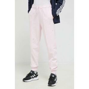 Bavlněné tepláky adidas růžová barva, s aplikací