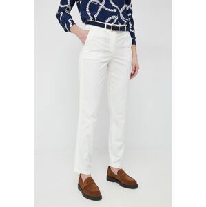 Kalhoty Tommy Hilfiger dámské, bílá barva, jednoduché, medium waist