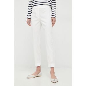 Kalhoty Weekend Max Mara dámské, bílá barva, jednoduché, medium waist