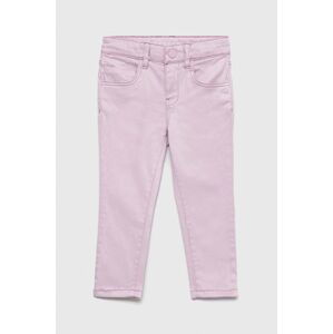 Dětské kalhoty Guess růžová barva, hladké