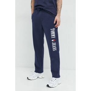 Bavlněné tepláky Tommy Jeans tmavomodrá barva, s aplikací