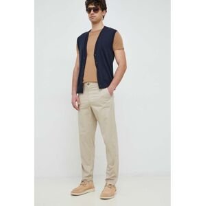 Kalhoty Pepe Jeans Harrow Poplin pánské, béžová barva, ve střihu chinos