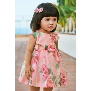 Dětské plátěné šaty Mayoral růžová barva, mini