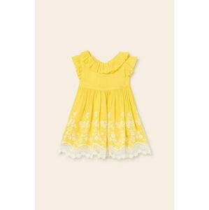 Dětské šaty s příměsí lnu Mayoral žlutá barva, mini
