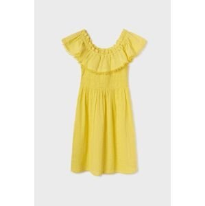 Dětské bavlněné šaty Mayoral žlutá barva, mini