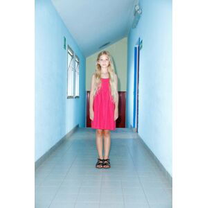 Dětské bavlněné šaty Sisley růžová barva, midi