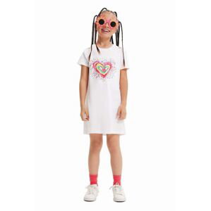 Dětské bavlněné šaty Desigual bílá barva, mini
