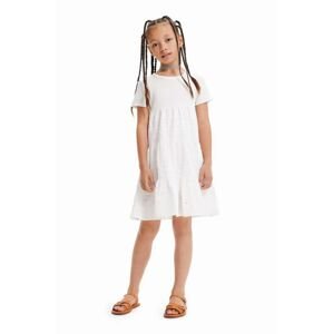 Dívčí šaty Desigual bílá barva, midi