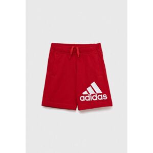 Dětské bavlněné šortky adidas U BL červená barva, nastavitelný pas