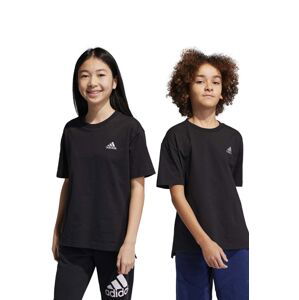 Dětské bavlněné tričko adidas černá barva, s potiskem