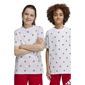 Dětské bavlněné tričko adidas U BLUV TEE bílá barva