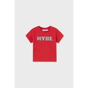Dětské bavlněné tričko Mayoral červená barva, s potiskem