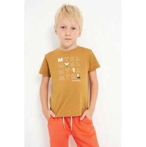 Dětské bavlněné tričko Mayoral hnědá barva, s potiskem