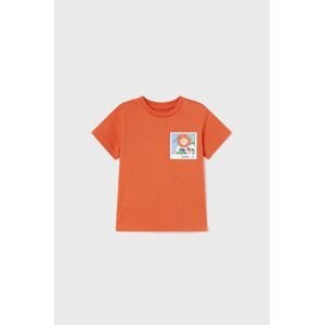 Bavlněné dětské tričko Mayoral oranžová barva, s potiskem