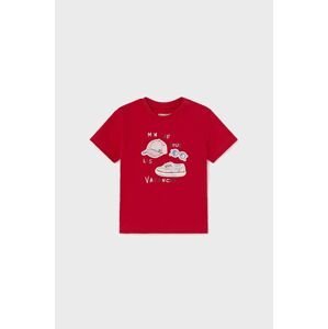 Bavlněné dětské tričko Mayoral červená barva, s potiskem