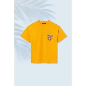 Dětské bavlněné tričko Mayoral oranžová barva, s potiskem