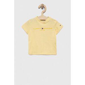 Dětské bavlněné tričko Tommy Hilfiger žlutá barva, s potiskem