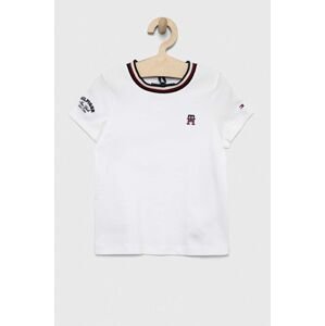 Dětské bavlněné tričko Tommy Hilfiger bílá barva, s aplikací