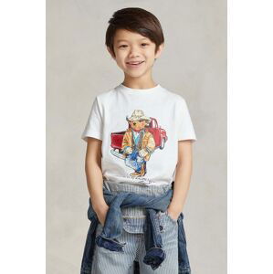 Dětské bavlněné tričko Polo Ralph Lauren béžová barva, s potiskem