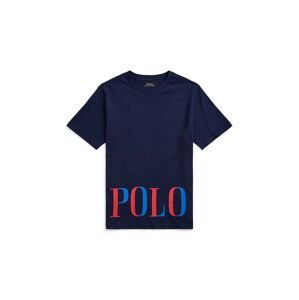 Dětské bavlněné tričko Polo Ralph Lauren Tmavomodrá barva, s potiskem