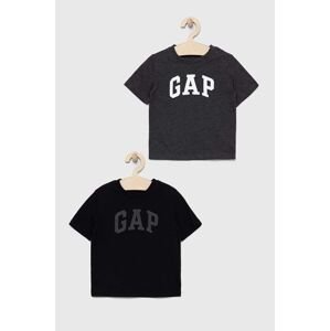 Dětské bavlněné tričko GAP 2-pack černá barva, s potiskem
