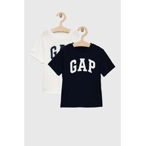 Dětské bavlněné tričko GAP 2-pack tmavomodrá barva, s potiskem