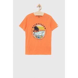Dětské bavlněné tričko Quiksilver oranžová barva, s potiskem