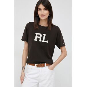 Bavlněné tričko Polo Ralph Lauren hnědá barva
