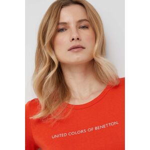 Bavlněné tričko United Colors of Benetton oranžová barva