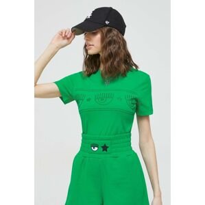 Bavlněné tričko Chiara Ferragni zelená barva