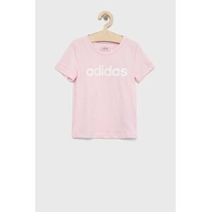Dětské bavlněné tričko adidas G LIN růžová barva