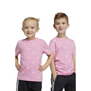 Dětské bavlněné tričko adidas LK BLUV CO růžová barva