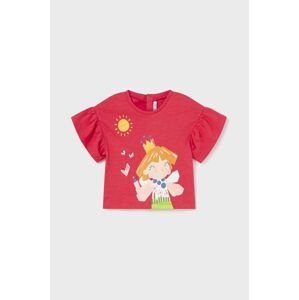 Bavlněné dětské tričko Mayoral červená barva