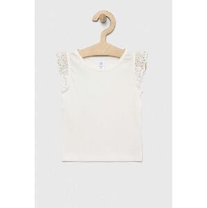 Dětské bavlněné tričko GAP bílá barva
