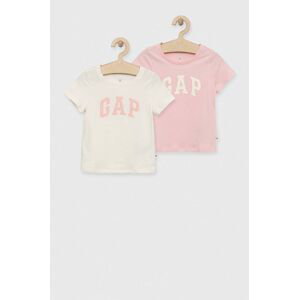 Dětské bavlněné tričko GAP 2-pack růžová barva