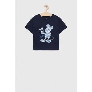 Dětské bavlněné tričko GAP x Myszka Miki tmavomodrá barva
