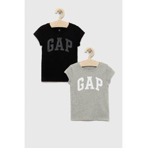 Dětské bavlněné tričko GAP 2-pack černá barva
