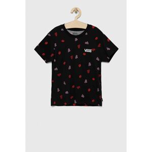 Bavlněné tričko Vans VALENTINES PRINT BOXY Black černá barva