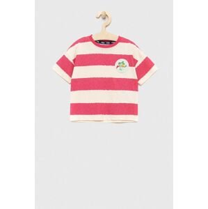 Dětské bavlněné tričko Fila růžová barva