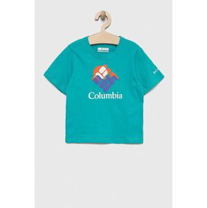 Dětské bavlněné tričko Columbia Valley Creek Short Sleeve Graphic Shirt tyrkysová barva, s potiskem