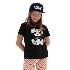 Dětské bavlněné tričko Vans ELEVATED FLORAL CREW Black černá barva, s potiskem