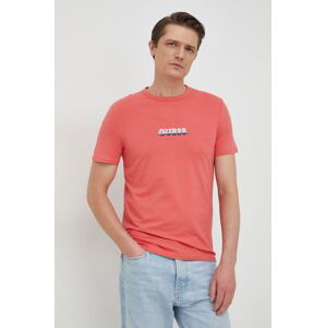 Tričko Guess růžová barva, s aplikací