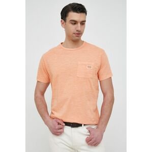 Bavlněné tričko Guess oranžová barva