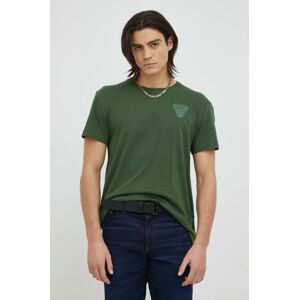 Bavlněné tričko G-Star Raw zelená barva, s aplikací
