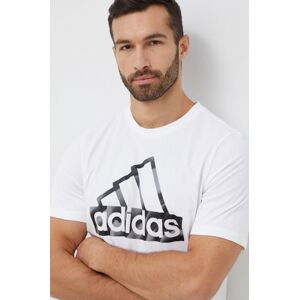 Bavlněné tričko adidas bílá barva, s potiskem