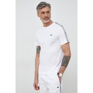 Bavlněné tričko Lacoste bílá barva, s aplikací, TH5071-001